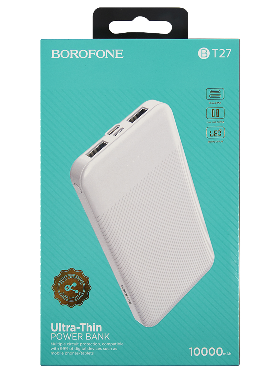 83626_Внешний аккумулятор Borofone BT27 10000mAh 2.0A 2USB/Type-C белый  (1/56) 18068 (шт.) - Tandem-Samara